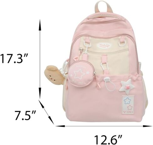 حقيبة ظهر Coquette College Y2K Kawaii Preppy كبيرة للكمبيوتر المحمول حقيبة كتب كاجوال جمالية أنيقة للسفر للنساء (أزرق) in Saudi Arabia