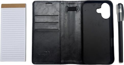 MOJO Notepad Phone Case for iPhone 14 - Folding Wallet Phone Case with Mini Pen and Note Pad (Black) in Saudi Arabia