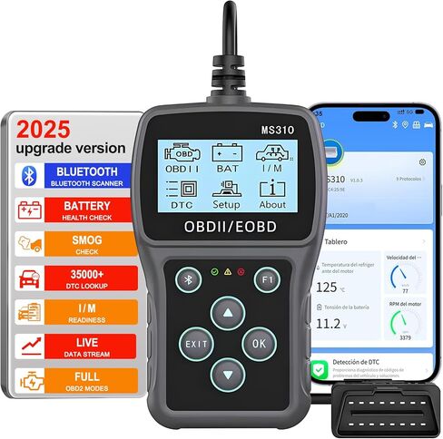 أداة تشخيص السيارة عبر الماسح الضوئي obd2 عبر البلوتوث: التحقق من رموز الأخطاء ومسحها باستخدام جهاز اختبار البطارية لأصحاب السيارات وعشاق الأعمال اليدوية - قارئ رمز المحرك مع البيانات الحية للمركبات بعد عام 1996 in Saudi Arabia