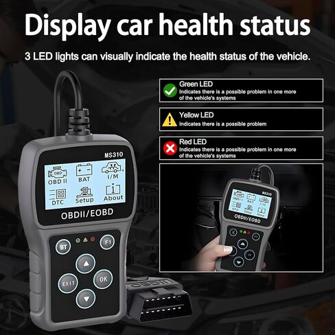 أداة تشخيص السيارة عبر الماسح الضوئي obd2 عبر البلوتوث: التحقق من رموز الأخطاء ومسحها باستخدام جهاز اختبار البطارية لأصحاب السيارات وعشاق الأعمال اليدوية - قارئ رمز المحرك مع البيانات الحية للمركبات بعد عام 1996 in Saudi Arabia