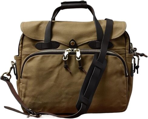 Organizer Vintage Canvas Genuine Leather Mens Briefcase Business Travel Work Large Capacity Laptop Handbag in Saudi Arabia