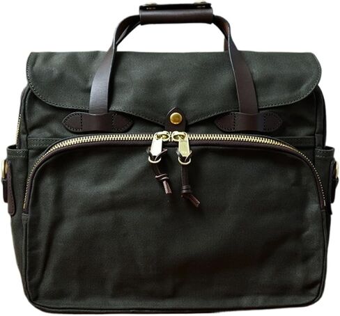 Organizer Vintage Canvas Genuine Leather Mens Briefcase Business Travel Work Large Capacity Laptop Handbag in Saudi Arabia