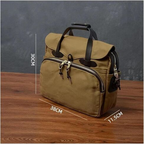 Organizer Vintage Canvas Genuine Leather Mens Briefcase Business Travel Work Large Capacity Laptop Handbag in Saudi Arabia