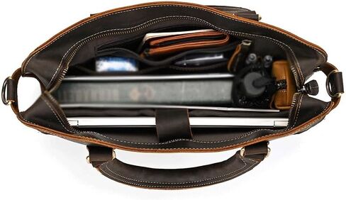 Men's Briefcase 14 "computer Bag Top Layer Cowhide Tote Shoulder Crossbody Commuter Business in Saudi Arabia