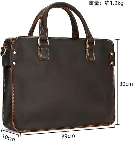 Men's Briefcase 14 "computer Bag Top Layer Cowhide Tote Shoulder Crossbody Commuter Business in Saudi Arabia
