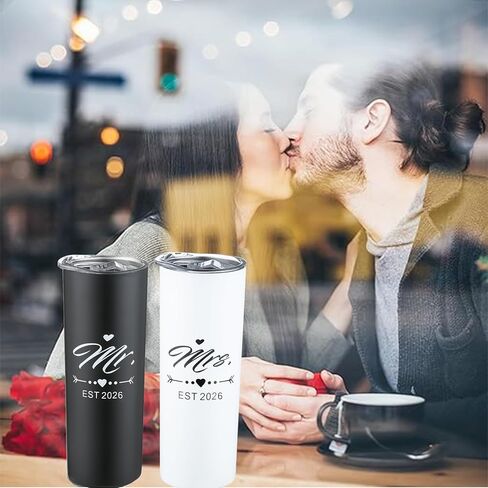 DHQH Mr and Mrs 2024 Tumbler Set, Engagement Wedding Gifts for Couples Newlyweds Wife Husband Bride To Be Newly Engaged 20oz Travel Tumbler Bachelorette Party Gifts in Kuwait