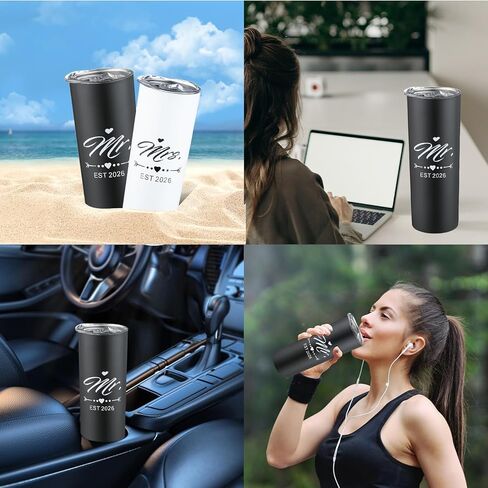 DHQH Mr and Mrs 2024 Tumbler Set, Engagement Wedding Gifts for Couples Newlyweds Wife Husband Bride To Be Newly Engaged 20oz Travel Tumbler Bachelorette Party Gifts in Kuwait