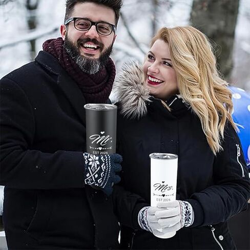 DHQH Mr and Mrs 2024 Tumbler Set, Engagement Wedding Gifts for Couples Newlyweds Wife Husband Bride To Be Newly Engaged 20oz Travel Tumbler Bachelorette Party Gifts in Kuwait