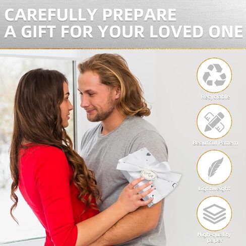 Tmsek White Wrapping Paper - 16.9 Inch X 16.5 Feet - Silver Heart Gifts Wrap Roll for Wedding, Bridal Shower, Birthday, Anniversaries, Holiday, Valentines, Christmas, Mothers Day (5M) in Saudi Arabia