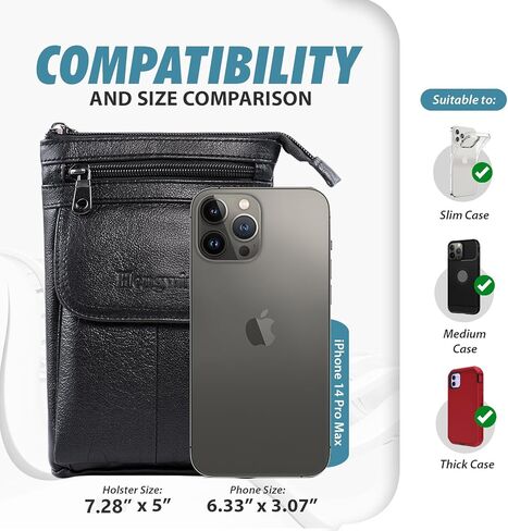 Hengwin Leather Cell Phone Holster Wallet Pouch Case with Belt Clip Crossbody Bag Men Shoulder Purse in Kuwait