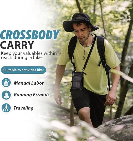 Hengwin Leather Cell Phone Holster Wallet Pouch Case with Belt Clip Crossbody Bag Men Shoulder Purse in Kuwait