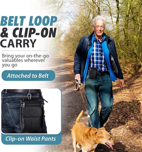 Hengwin Leather Cell Phone Holster Wallet Pouch Case with Belt Clip Crossbody Bag Men Shoulder Purse in Kuwait