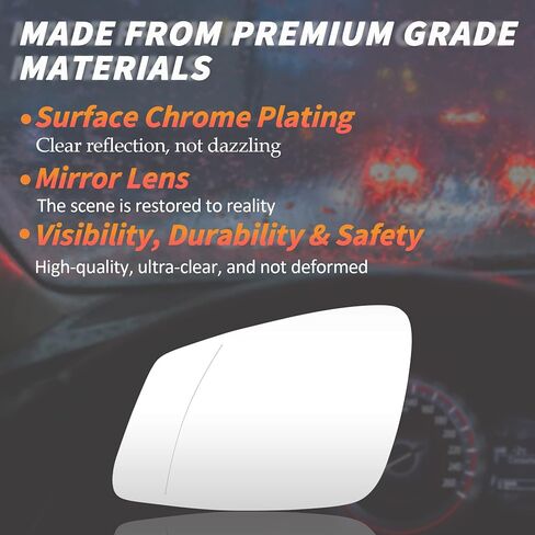 Rearview Heated Driver Left Side Mirror Fits for 2009-2019 BMW 228i 320i 328d 335i 340i 535d 535i 740i 740Ld 760Li i3 M2 M235i M240i M3 M6 X1 GT xDrive Gran Coupe & More NOTE ONLY for 2-PIN in Saudi Arabia