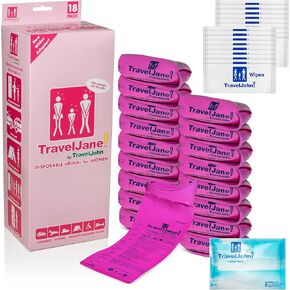 Travel Jane Emergency Bathroom Kit for Women - Portable Urinals for Traveling, Camping, Hiking - Odorless, Hygienic, Non-Toxic, Disposable (1pk - 18 Count) in Saudi Arabia