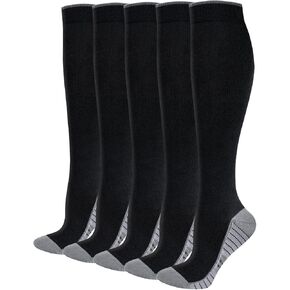 YUEDGE Compression Socks for Men Long Running Cycling Softball Baseball Athletic Sports Socks Flight Socks For Men,5 Pairs in Kuwait