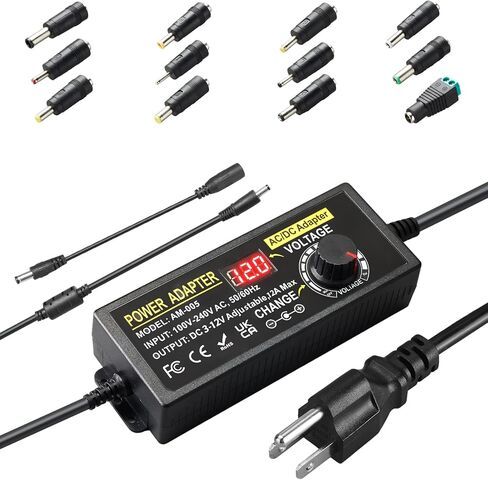 محول طاقة عالمي 108 واط قابل للتعديل 9 فولت ~ 36 فولت تيار مستمر محول محول 100 فولت-240 فولت تيار متردد إلى تيار مستمر مع شاشة عرض جهد LED، 14 طرف ومحول قطبية، 9 فولت 12 فولت 15 فولت 18 فولت 20 فولت 24 فولت... مصدر طاقة 36 فولت in Kuwait
