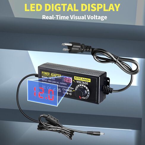 محول طاقة عالمي 108 واط قابل للتعديل 9 فولت ~ 36 فولت تيار مستمر محول محول 100 فولت-240 فولت تيار متردد إلى تيار مستمر مع شاشة عرض جهد LED، 14 طرف ومحول قطبية، 9 فولت 12 فولت 15 فولت 18 فولت 20 فولت 24 فولت... مصدر طاقة 36 فولت in Kuwait