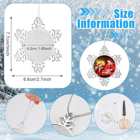 Soaoo 15 Pcs Christmas Snowflake Photo Frame Hanging Snowflake Photo Ornament Metal Christmas Ornament Picture Frame for Xmas Home Wedding Decorations Keepsake Gifts in Saudi Arabia
