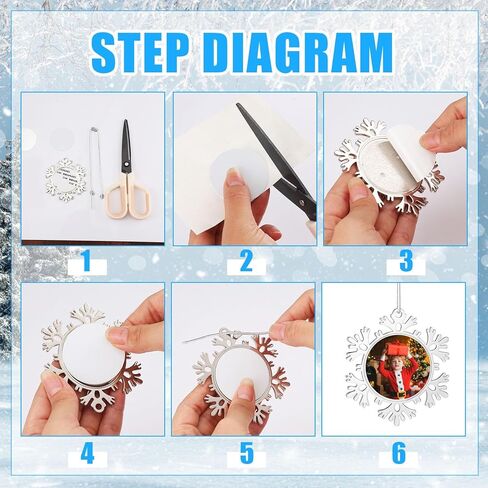 Soaoo 15 Pcs Christmas Snowflake Photo Frame Hanging Snowflake Photo Ornament Metal Christmas Ornament Picture Frame for Xmas Home Wedding Decorations Keepsake Gifts in Saudi Arabia