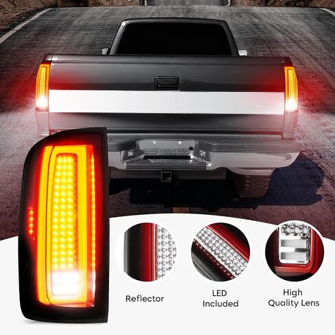 زوج مصابيح LED الخلفية مناسب لسيارة Chevy Colorado & GMC Canyon Pickup 2015-2022 [نوع هالوجين المصنع]، مجموعة مصابيح الفرامل الخلفية الأنبوبية LED، عدسات مدخنة سوداء اللون in Saudi Arabia