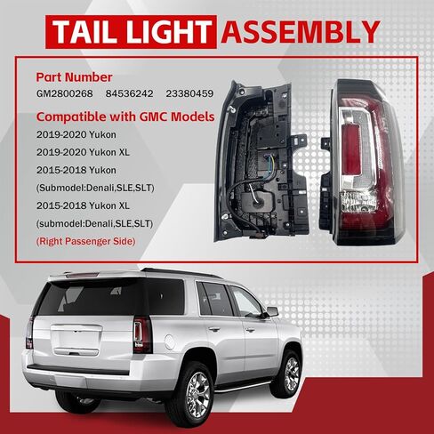 مجموعة مصابيح LED GM2801268 متوافقة مع 2015-2020 GMC Yukon XL Denali SLE SLT مصباح فرامل خلفي أحمر LED مصباح توقف خلفي يمين جانب الركاب #84536243,23380460 in Kuwait