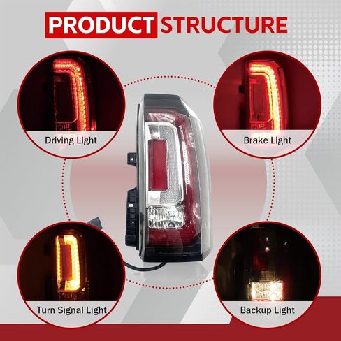 مجموعة مصابيح LED GM2801268 متوافقة مع 2015-2020 GMC Yukon XL Denali SLE SLT مصباح فرامل خلفي أحمر LED مصباح توقف خلفي يمين جانب الركاب #84536243,23380460 in Kuwait