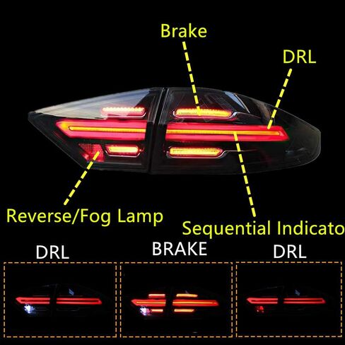 مصابيح خلفية LED من Inguinity Time لسيارة Ford Fusion 2013-2016 مع مجموعة مصابيح خلفية بمؤشر متسلسل لبدء التشغيل in Kuwait