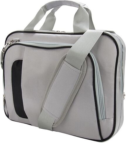 Trendy 10 Inch Messenger Bag, Silver & Black - Padded Laptop Case for travel, College, Travel, Dual Zipper, Organizer Pockets in Saudi Arabia