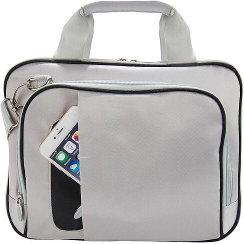 Trendy 10 Inch Messenger Bag, Silver & Black - Padded Laptop Case for travel, College, Travel, Dual Zipper, Organizer Pockets in Saudi Arabia