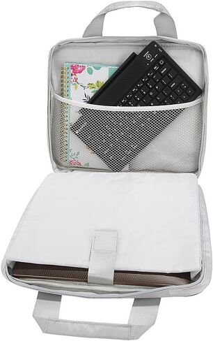 Trendy 10 Inch Messenger Bag, Silver & Black - Padded Laptop Case for travel, College, Travel, Dual Zipper, Organizer Pockets in Saudi Arabia