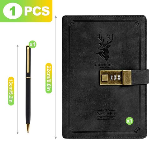 CeroDimo Vintage PU Leather Password-Protected Journal Secure Lock Diary for Men Women and Teens Black Secret Writing Notebook (240 Pages) in Saudi Arabia