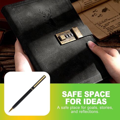 CeroDimo Vintage PU Leather Password-Protected Journal Secure Lock Diary for Men Women and Teens Black Secret Writing Notebook (240 Pages) in Saudi Arabia