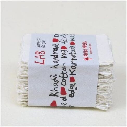 Khadi Papers - Handmade Business Card Size (5cm x 8cm) Paper - White - 150 GSM - 100 Sheets in Saudi Arabia