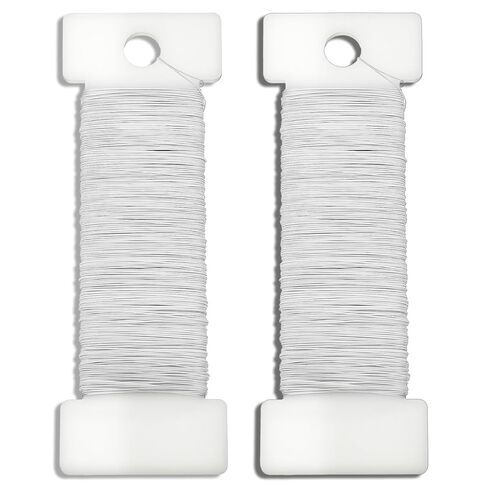 قطعتان من أسلاك الزهور البيضاء، 38 ياردة 114 قدم 35 مم سلك كروشيه مرن من الزهور البيضاء للحرف اليدوية وأكاليل عيد الميلاد والشجرة وترتيب الزهور وصناعة الشريط بنفسك in Saudi Arabia