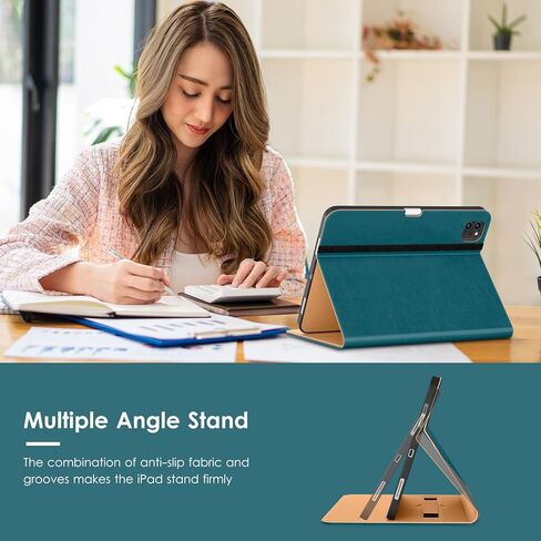 VIKESI Case for iPad Air 13 inch (M2) 2024,Premium Leather Folio,Apple Pencil Holder,Auto Sleep/Wake,Stand Cover - Navy Blue in Saudi Arabia