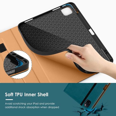 VIKESI Case for iPad Air 13 inch (M2) 2024,Premium Leather Folio,Apple Pencil Holder,Auto Sleep/Wake,Stand Cover - Navy Blue in Saudi Arabia
