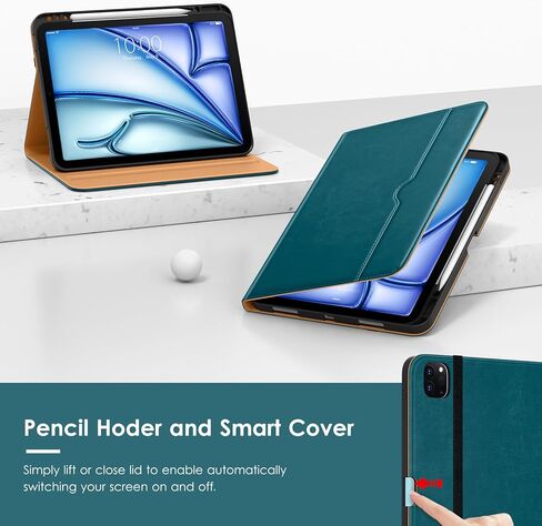VIKESI Case for iPad Air 13 inch (M2) 2024,Premium Leather Folio,Apple Pencil Holder,Auto Sleep/Wake,Stand Cover - Navy Blue in Saudi Arabia