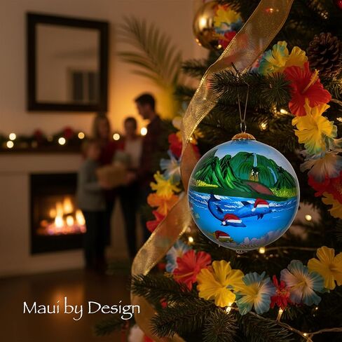 Surfer Santa Collectible Hawaiian Ornament Hand-Painted Glass with Gift Box in Saudi Arabia