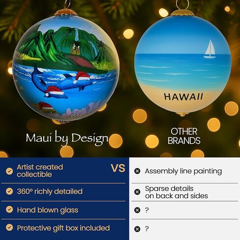 Surfer Santa Collectible Hawaiian Ornament Hand-Painted Glass with Gift Box in Saudi Arabia