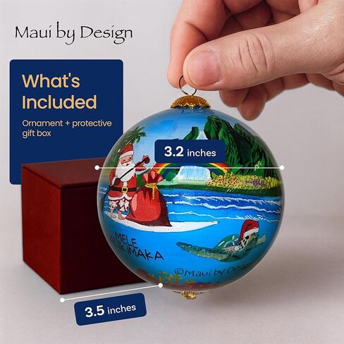 Surfer Santa Collectible Hawaiian Ornament Hand-Painted Glass with Gift Box in Saudi Arabia