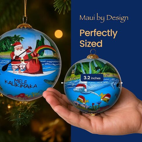 Surfer Santa Collectible Hawaiian Ornament Hand-Painted Glass with Gift Box in Saudi Arabia