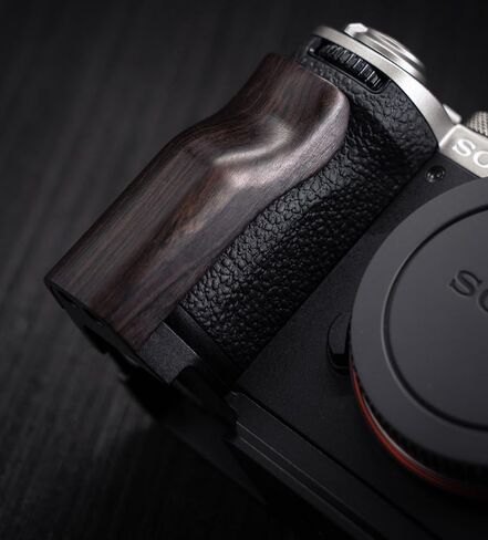 Camera Dedicated Grip · Retro Solid Wood L Shaped Handle for Sony A7C2 A7CR Alpha 7C2R 7C2 · Built-in Arca Quick Release Plate+1/4 in Threaded Hole+Hand Strap Hole (African Blackwood Black) in Kuwait