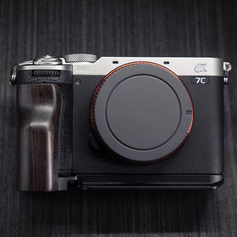Camera Dedicated Grip · Retro Solid Wood L Shaped Handle for Sony A7C2 A7CR Alpha 7C2R 7C2 · Built-in Arca Quick Release Plate+1/4 in Threaded Hole+Hand Strap Hole (African Blackwood Black) in Kuwait