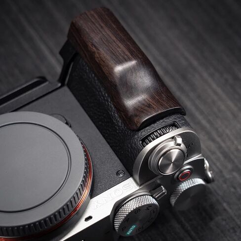Camera Dedicated Grip · Retro Solid Wood L Shaped Handle for Sony A7C2 A7CR Alpha 7C2R 7C2 · Built-in Arca Quick Release Plate+1/4 in Threaded Hole+Hand Strap Hole (African Blackwood Black) in Kuwait