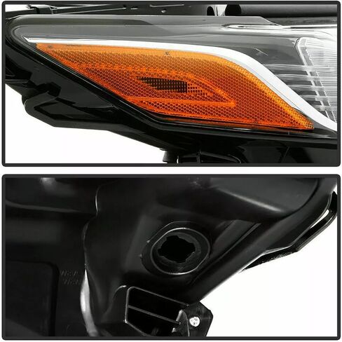 Headlights Assembly Pair for 2018-2024 Toyota Camry L/LE/SE OE Factory Style Halogen Projector Headlamps Head Lights Replacement Left Driver Side LH,Chrome Housing Amber Reflector in Saudi Arabia