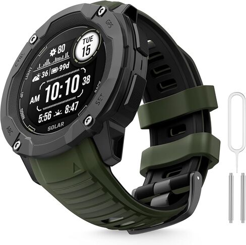 متوافق مع سوار Garmin Instinct 2X، حزام معصم رياضي بديل من السيليكون الناعم قابل للتعديل لـ Garmin Instinct 2X/Solar/تكتيكي in Kuwait