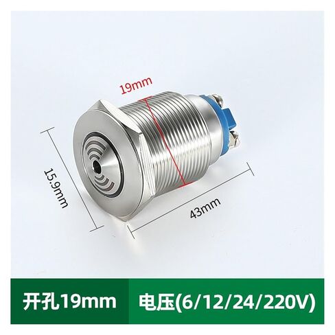 16/19/22/25mm Metal Buzzer Alarm Intermittent Sound LED lamp Beads Flashing Sound and Light(19MM(red)[Intermittent] Sound) in Kuwait