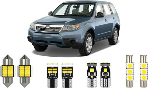 9 قطعة 6000K White Forester Interior LED Lights Kit استبدال حزمة لسوبارو فورستر 2003 2004 2005 2006 2007 2008 2009 2010 2011 2012 2013، مع مخطط التنسيب وأداة التثبيت in Kuwait