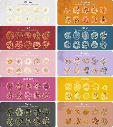 مجموعة ملصقات الزهور المضغوطة من emmoolife (100 قطعة) ملصقات من الراتنج ذات طابع الزهور المجففة ملصقات يوميات نباتية زهرية لمستلزمات سجل القصاصات وزجاجات المجلات وأجهزة الكمبيوتر المحمولة المخططة in Kuwait