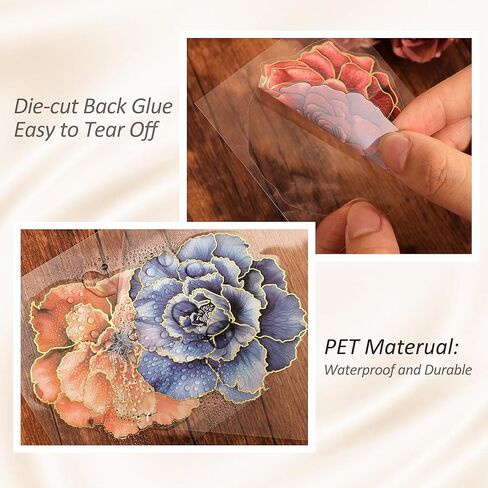 مجموعة ملصقات الزهور المضغوطة من emmoolife (100 قطعة) ملصقات من الراتنج ذات طابع الزهور المجففة ملصقات يوميات نباتية زهرية لمستلزمات سجل القصاصات وزجاجات المجلات وأجهزة الكمبيوتر المحمولة المخططة in Kuwait